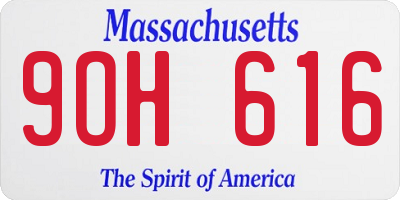MA license plate 9OH616