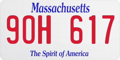 MA license plate 9OH617