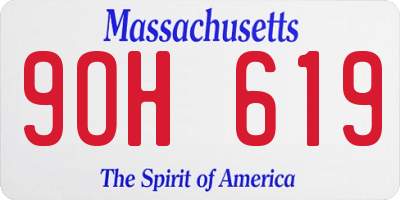 MA license plate 9OH619