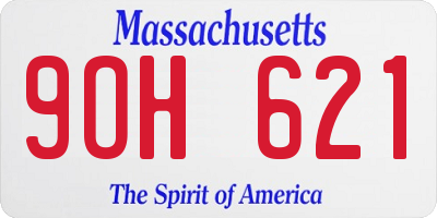 MA license plate 9OH621