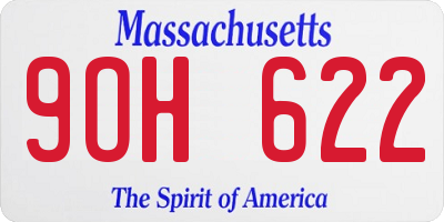 MA license plate 9OH622