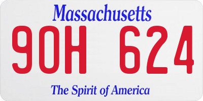 MA license plate 9OH624