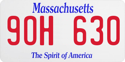 MA license plate 9OH630