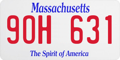 MA license plate 9OH631
