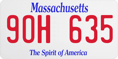 MA license plate 9OH635