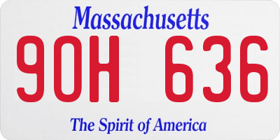MA license plate 9OH636