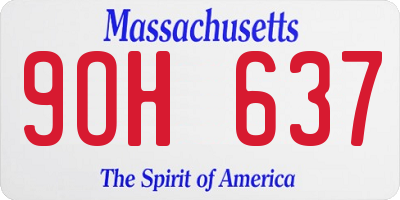 MA license plate 9OH637