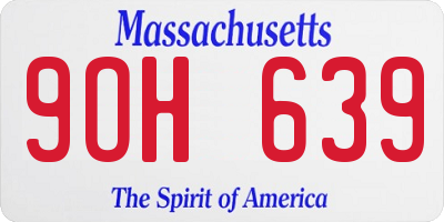 MA license plate 9OH639