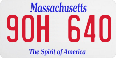 MA license plate 9OH640
