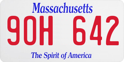 MA license plate 9OH642