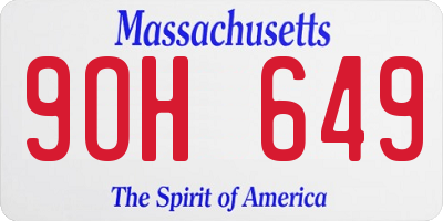 MA license plate 9OH649