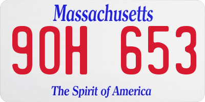 MA license plate 9OH653