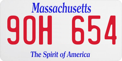 MA license plate 9OH654