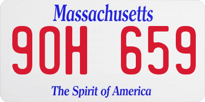 MA license plate 9OH659