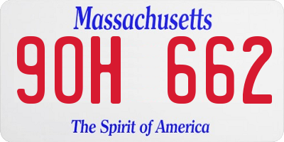 MA license plate 9OH662