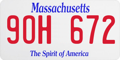 MA license plate 9OH672