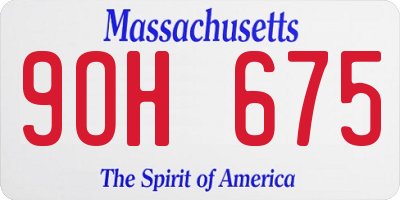 MA license plate 9OH675