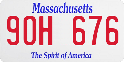 MA license plate 9OH676