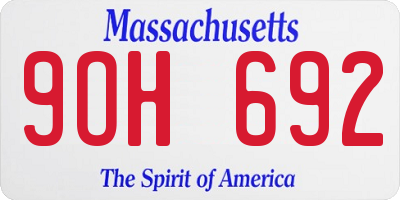MA license plate 9OH692