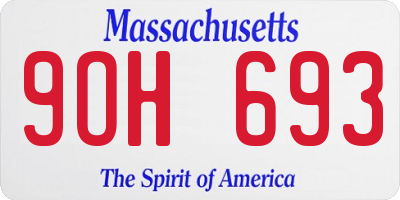 MA license plate 9OH693