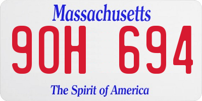 MA license plate 9OH694