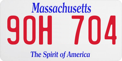 MA license plate 9OH704