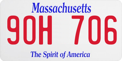 MA license plate 9OH706