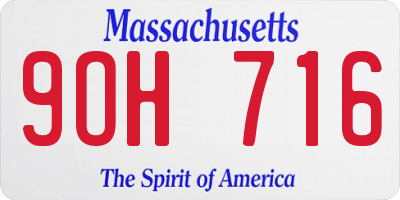 MA license plate 9OH716