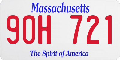 MA license plate 9OH721
