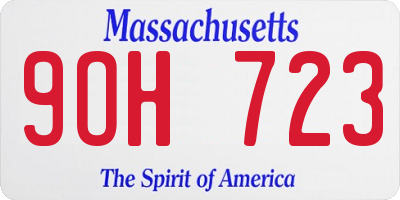 MA license plate 9OH723