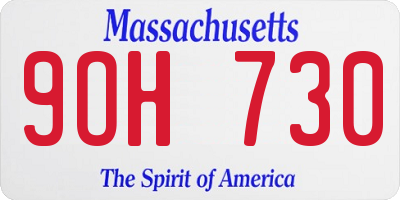 MA license plate 9OH730