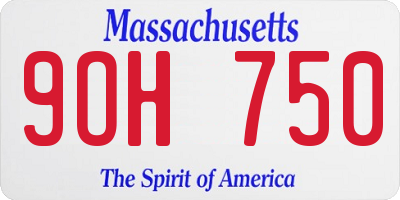 MA license plate 9OH750