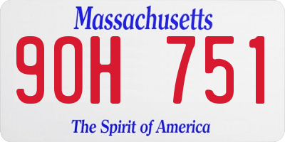 MA license plate 9OH751
