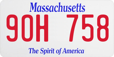 MA license plate 9OH758