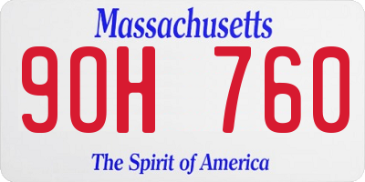 MA license plate 9OH760
