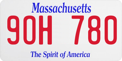 MA license plate 9OH780