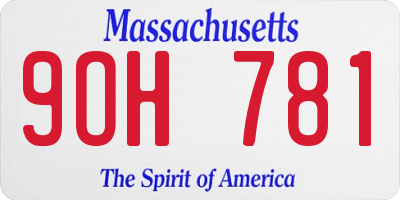 MA license plate 9OH781