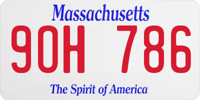 MA license plate 9OH786