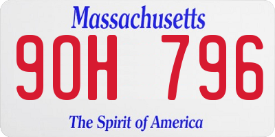 MA license plate 9OH796
