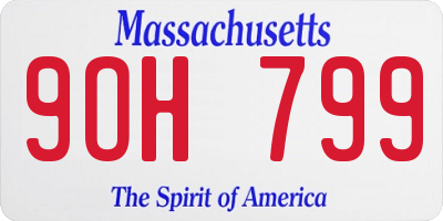 MA license plate 9OH799
