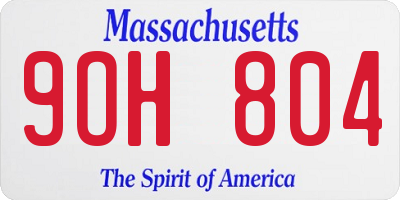 MA license plate 9OH804