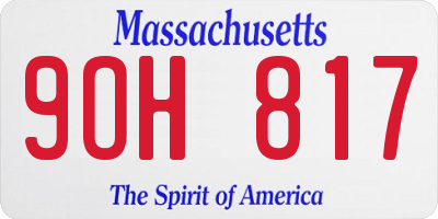 MA license plate 9OH817