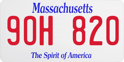 MA license plate 9OH820