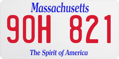 MA license plate 9OH821