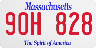 MA license plate 9OH828