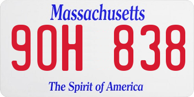 MA license plate 9OH838