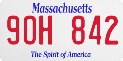 MA license plate 9OH842