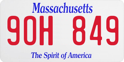 MA license plate 9OH849
