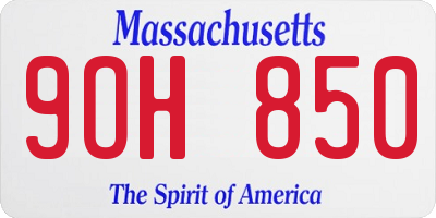MA license plate 9OH850