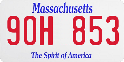 MA license plate 9OH853
